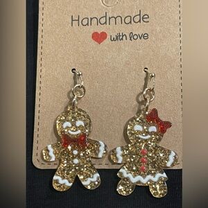 Christmas Gingerbread Cookies Drop Earrings New